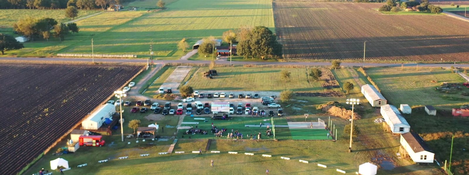 Aerial view of an outdoor event with the LED screen