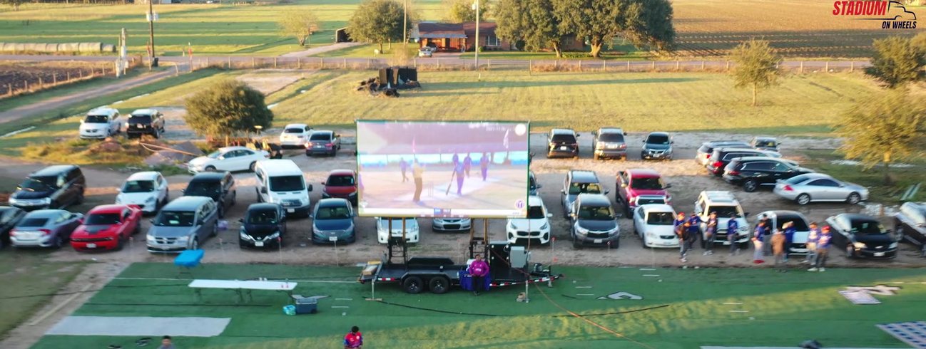 12 × 25 ft LED screen at a drive-in movie and sports night